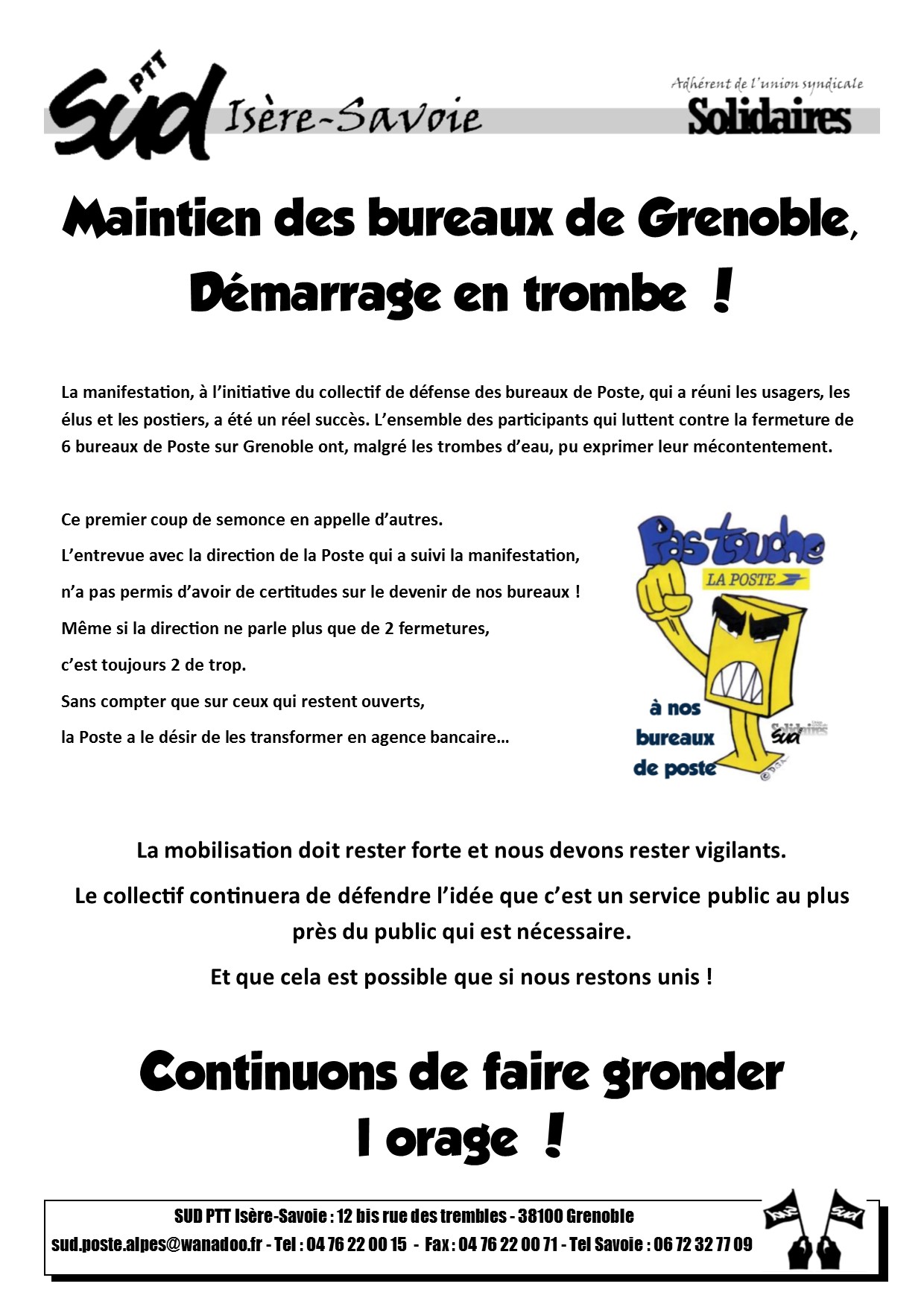 Tract bilan manif defense bureau grenoble juin 2017