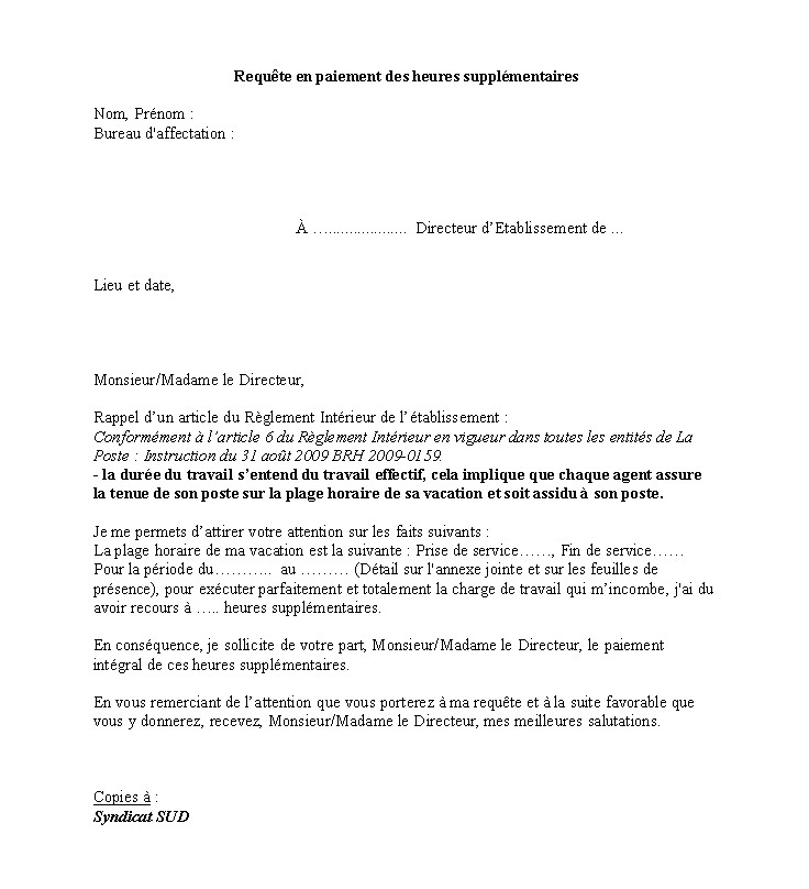 Requête Heures Supplémentaires Requête Heures Supplémentaires